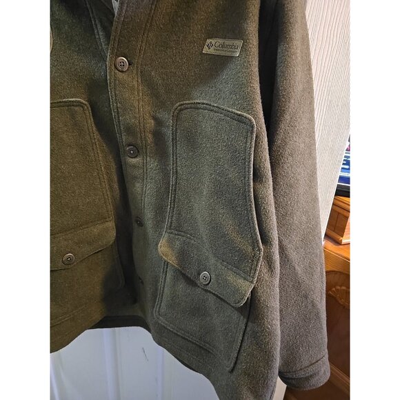 Mens EXTREMELY RARE Columbia Green Button Down Peacoat Wool Blend. Large. - Picture 6 of 16